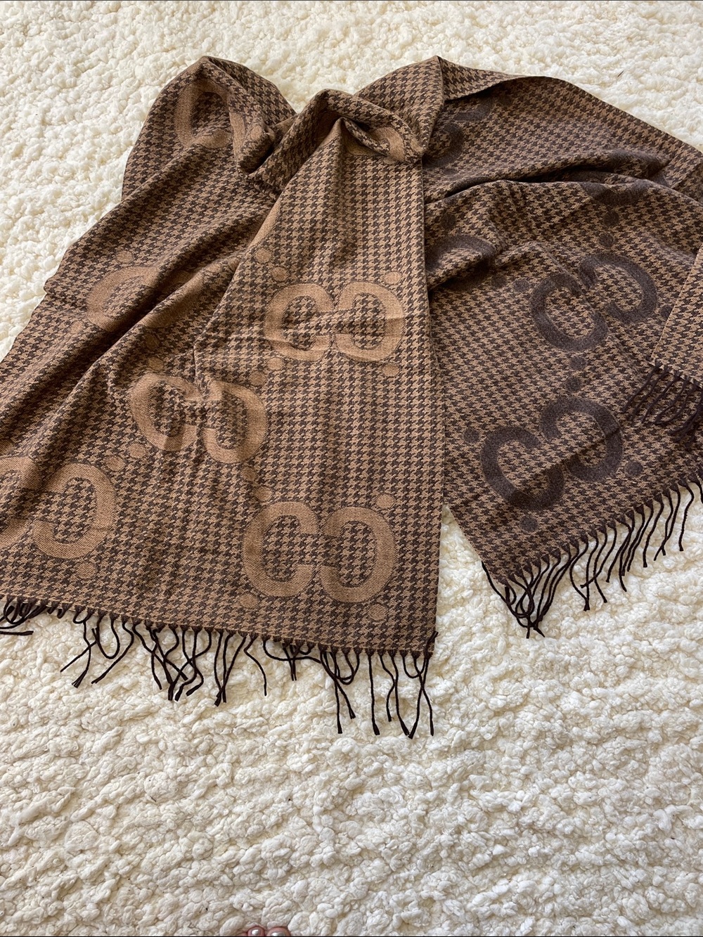 Brown Signature Logo Scarf